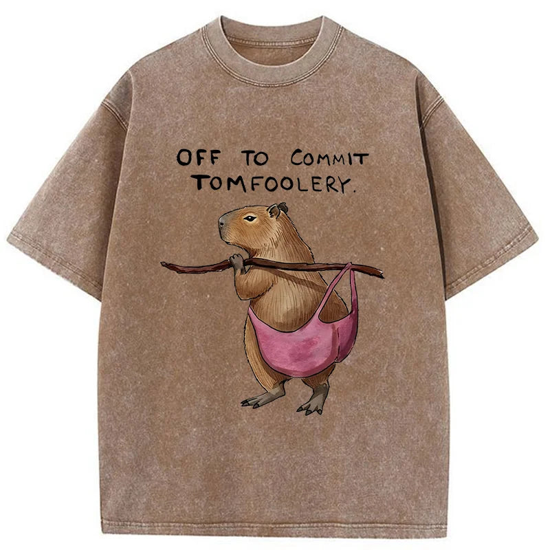 Unisex Capybaras That Do Bad Things Washed T-Shirt