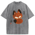 Unisex Cute Fox Washed T-Shirt