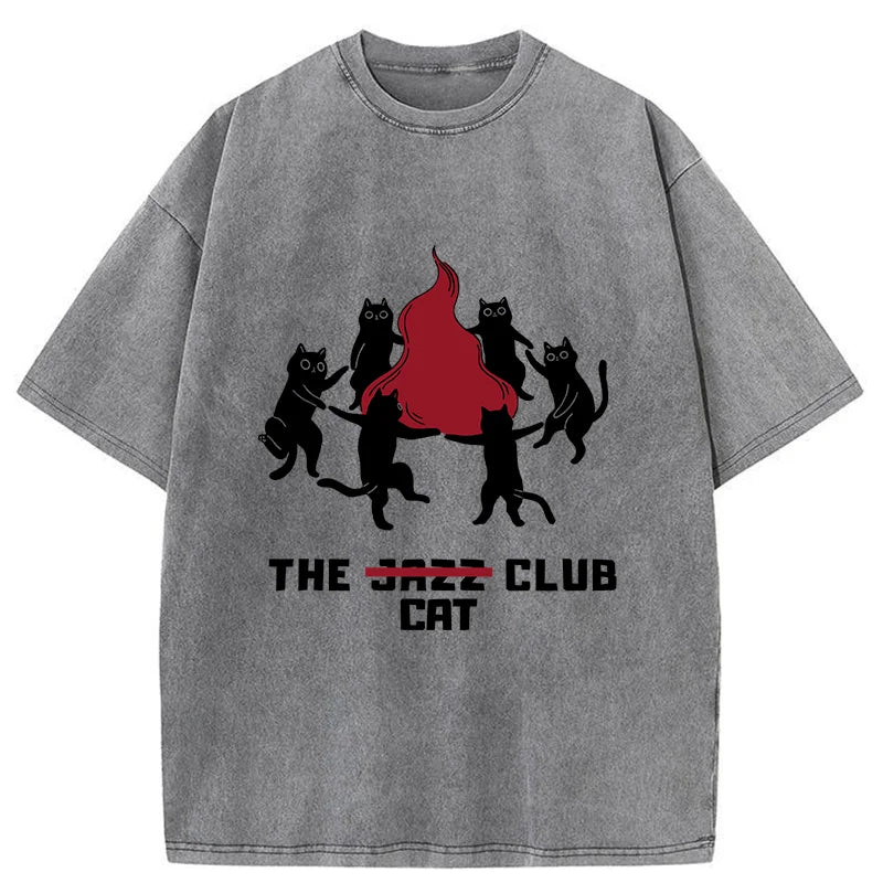 Unisex Cat Party Washed T-Shirt