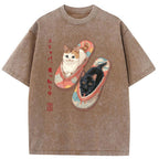 Unisex Slipper Kitties Washed T-Shirt