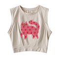 Three Eyes Pink Cat Sleeveless Crop Top