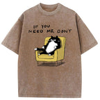 Unisex Unavailable Cat Washed T-Shirt