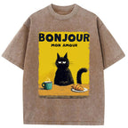 Unisex Bonjour Mon Amour Washed T-Shirt