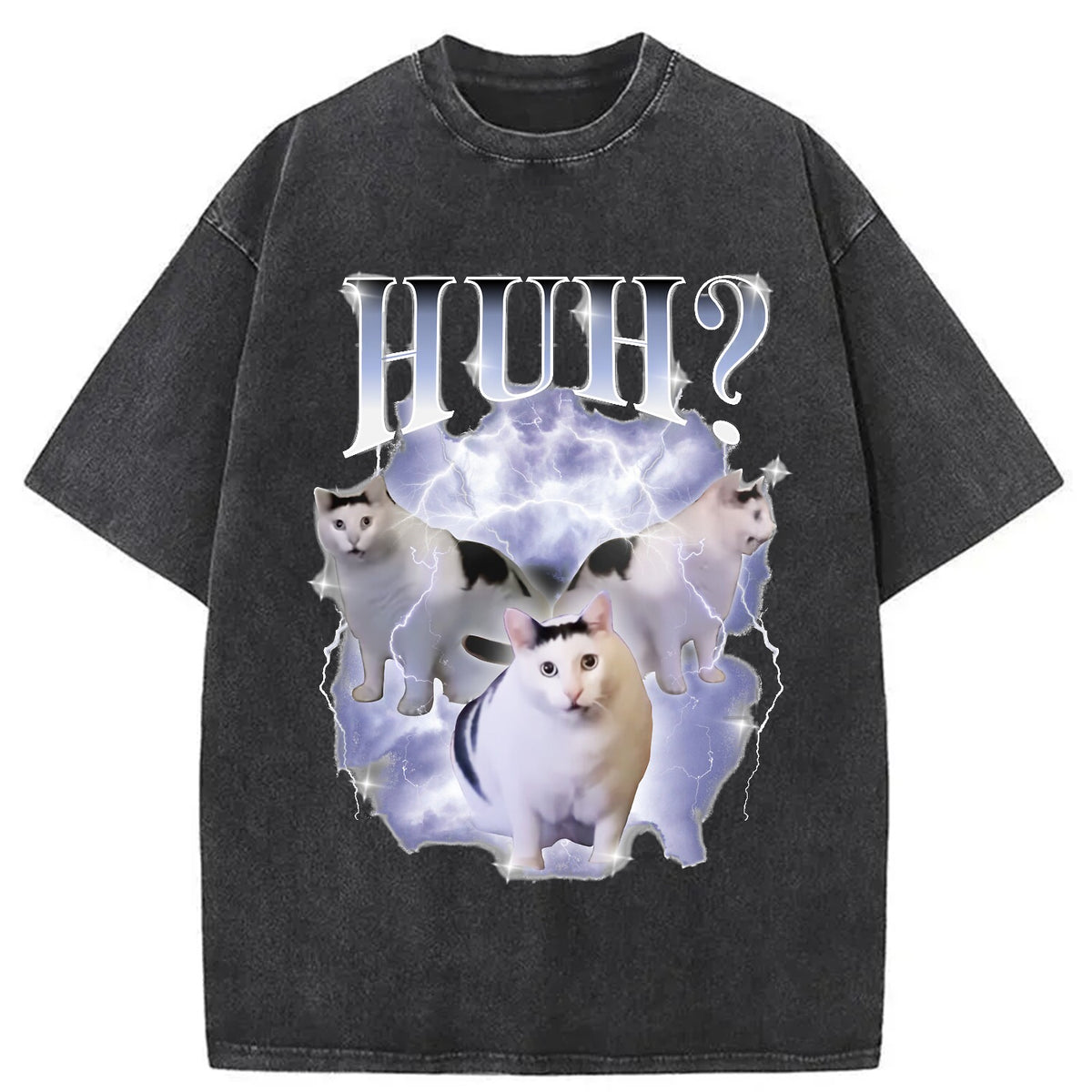 Huh Cat Chonky Ben Meme Washed T-Shirt