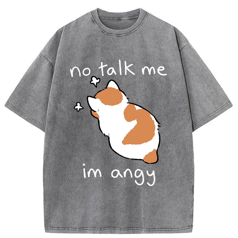 Unisex Cat Refused To Communicate Washed T-Shirt