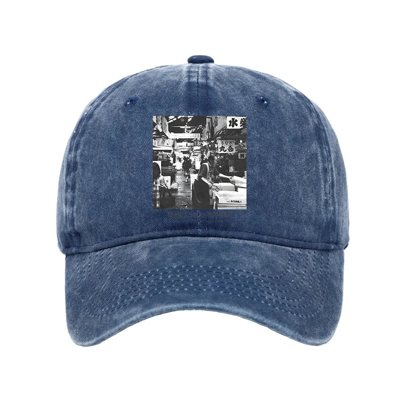 Tsukiji Fish Market Photo Washed Cap