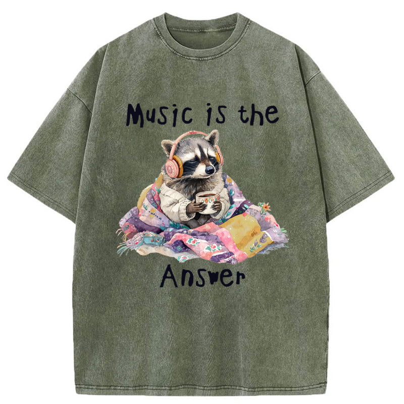 Unisex Music Is The Answer Washed T-Shirt