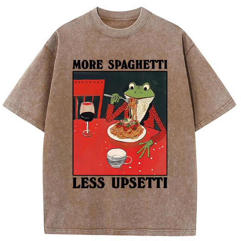 Unisex Frog Eating Spaghetti Washed T-Shirt