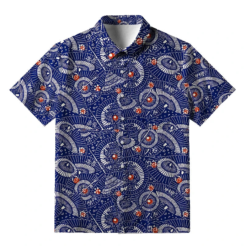 Japanese Retro Folding Fan Button-up Shirt