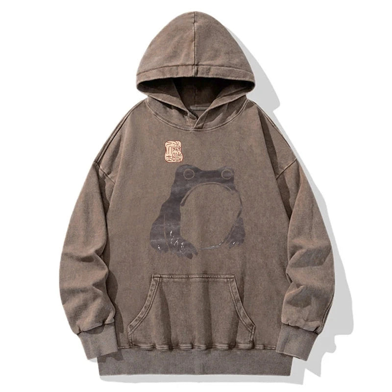 Matsumoto Hoji Woodblock Print Frog Washed Hoodie