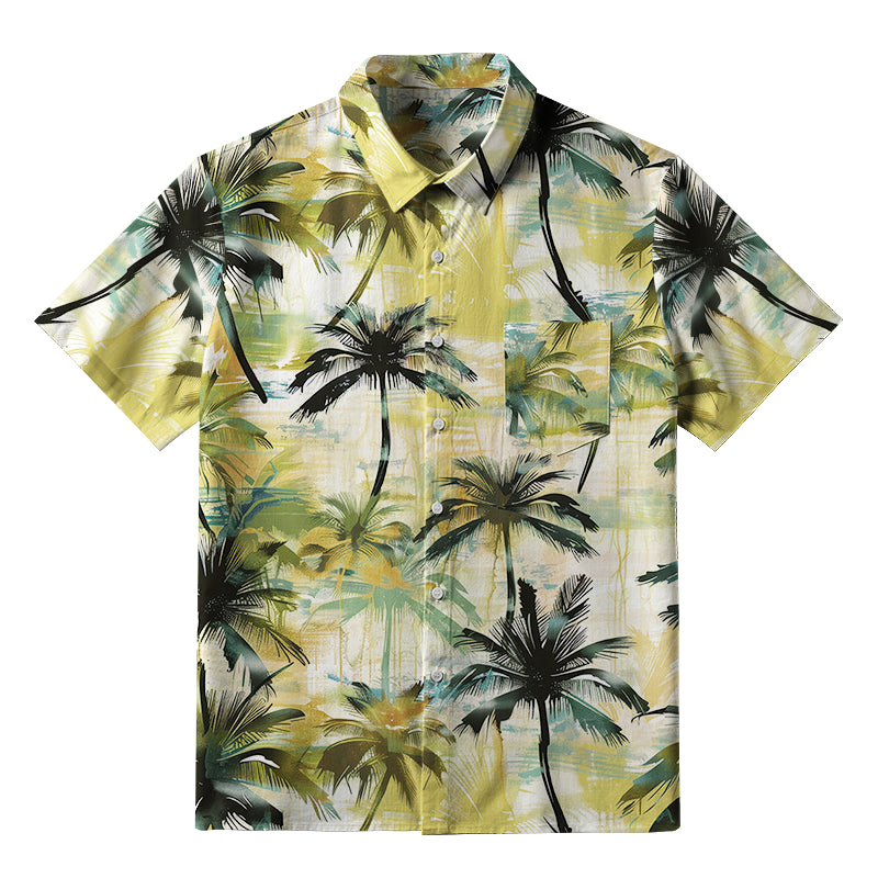 Palm Tree Print Button-up Shirt