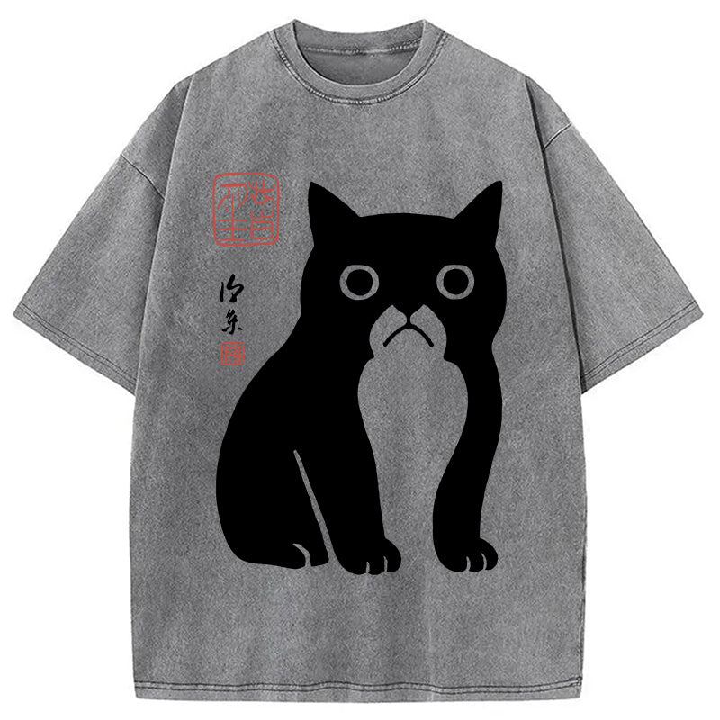 Funny Zen Cat Meme Washed T-Shirt