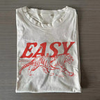 Unisex Easy Tiger Printed Classic Folded T-shirt