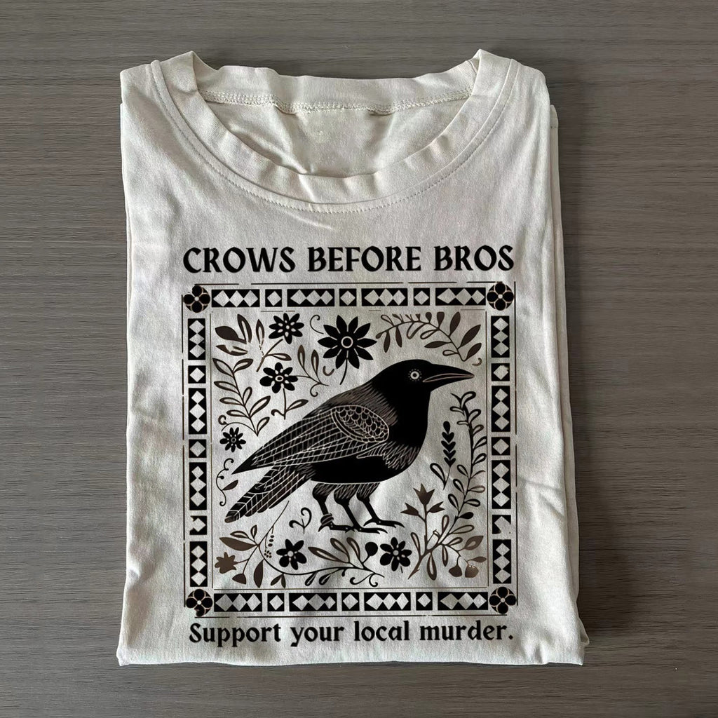 Unisex Classic Cotton Crows Before Bros Printed Folded T-shirt