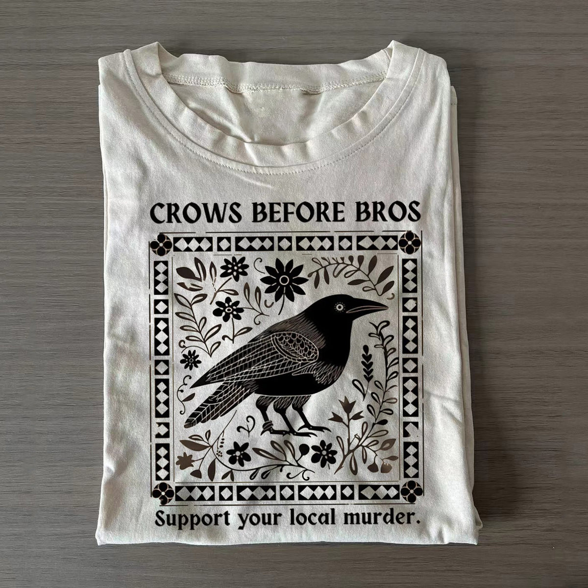 Unisex Classic Cotton Crows Before Bros Printed Folded T-shirt
