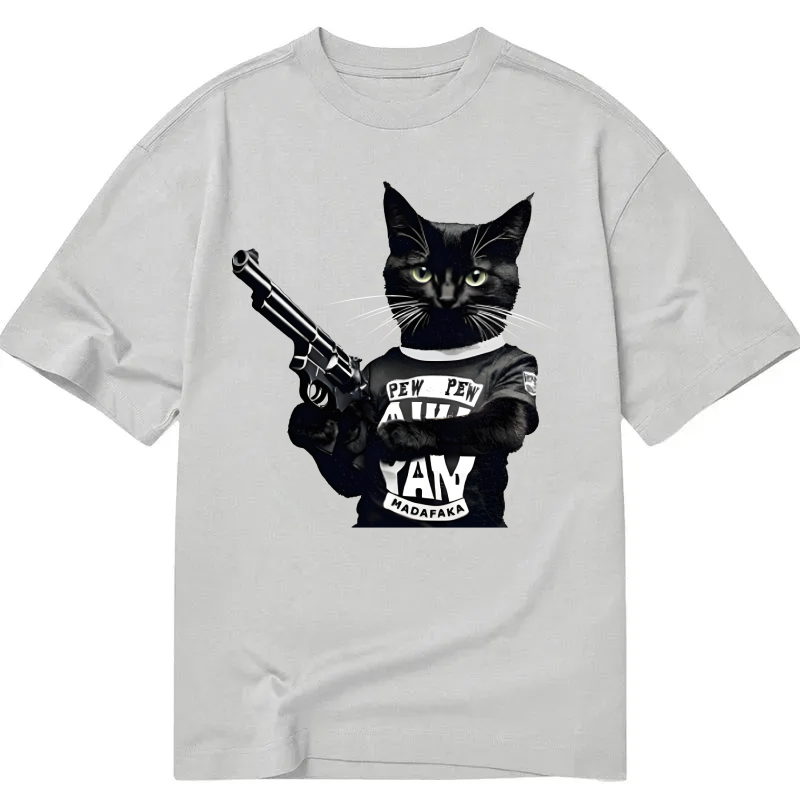 Crazy Cat Pew Pew Madafakas Vintage Cat Art Print Classic T-Shirt