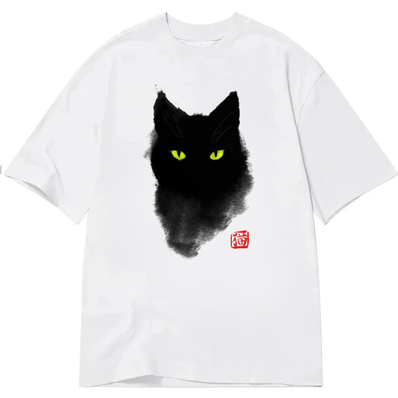 Black Cat Ink Japanese watercolor style Classic T-Shirt