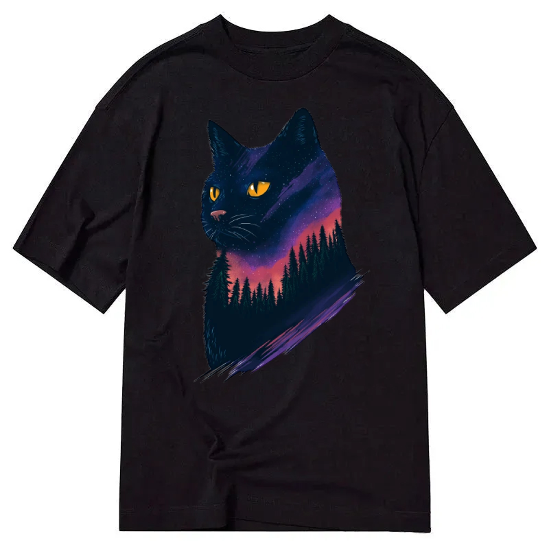 Black Cat Starry Forest Classic T-Shirt