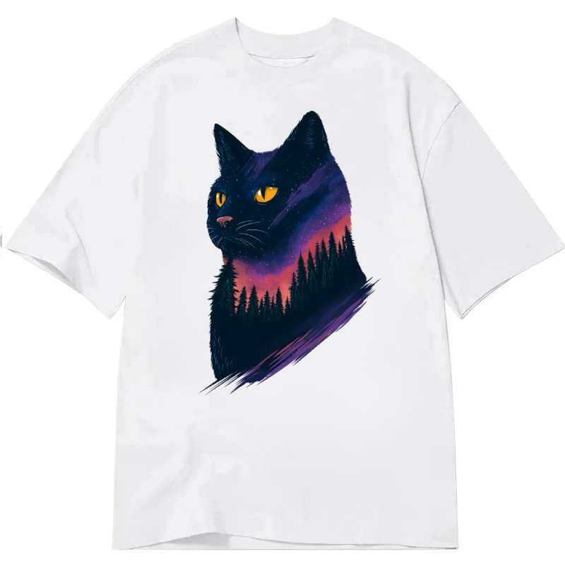 Black Cat Starry Forest Classic T-Shirt