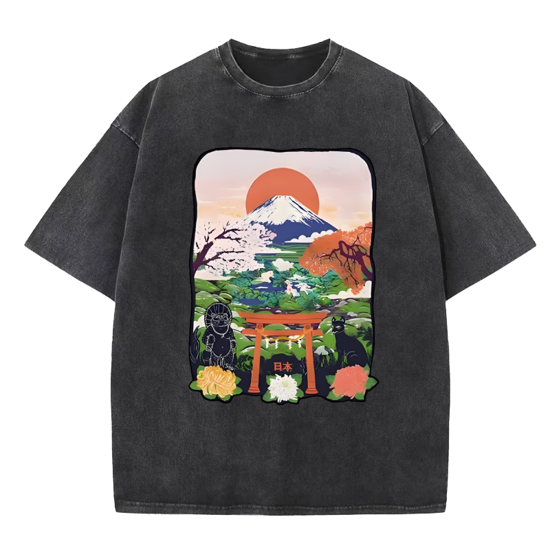Japan Attractions Washed T-Shirt
