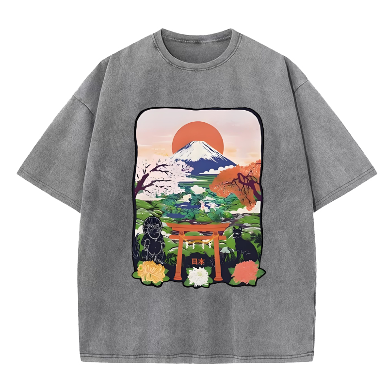 Japan Attractions Washed T-Shirt