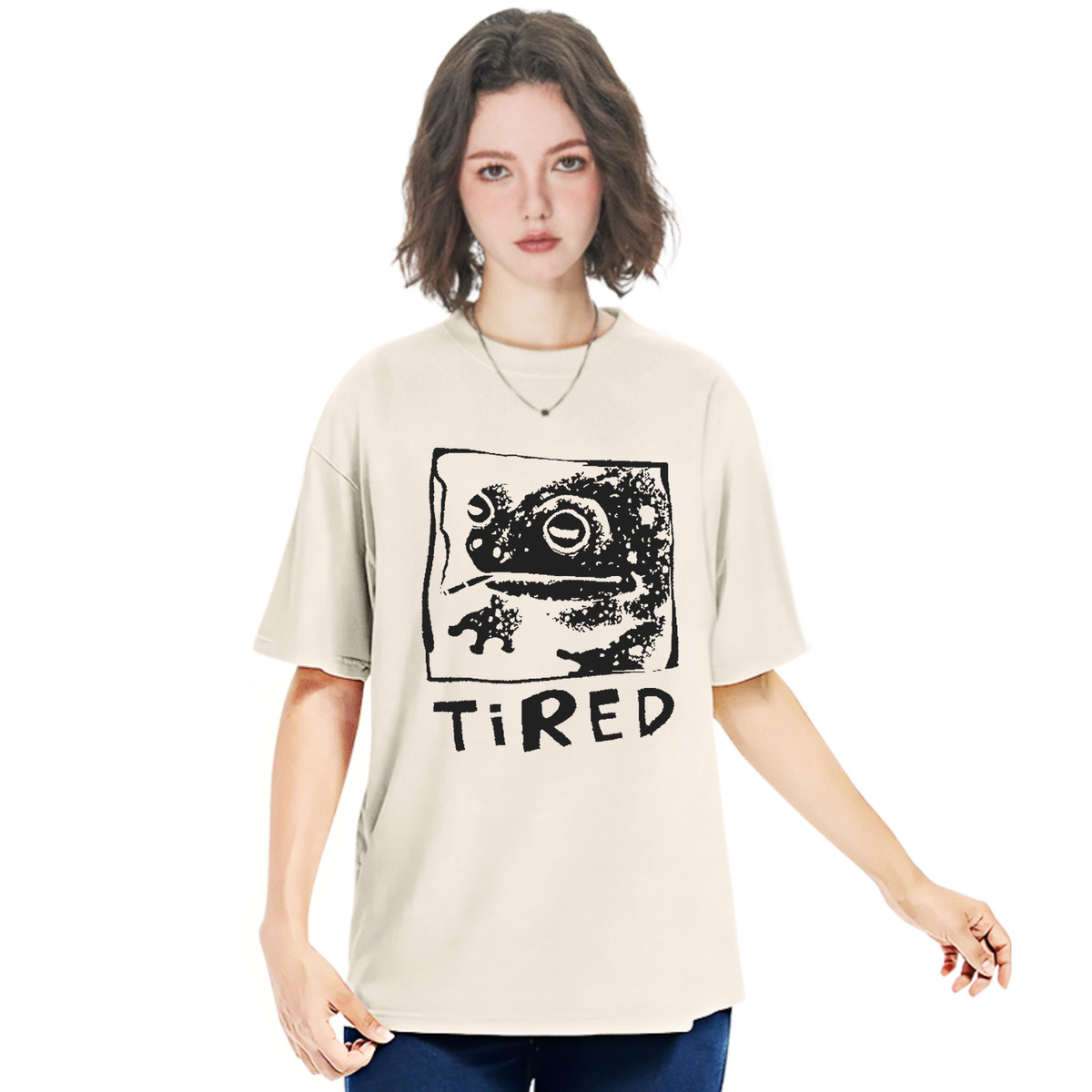 Tired Frog Funny Washed T-Shirt