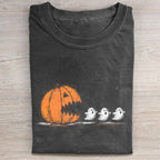 Halloween Pumpkin Chasing Ghos Folded Washed T-shirt