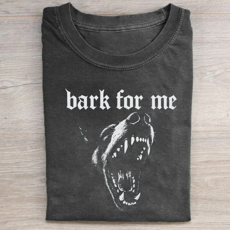 Unisex Bark For Me Printed Washed Folded T-shirt
