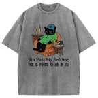 Cat That Goes To Bed Early Washed T-Shirt