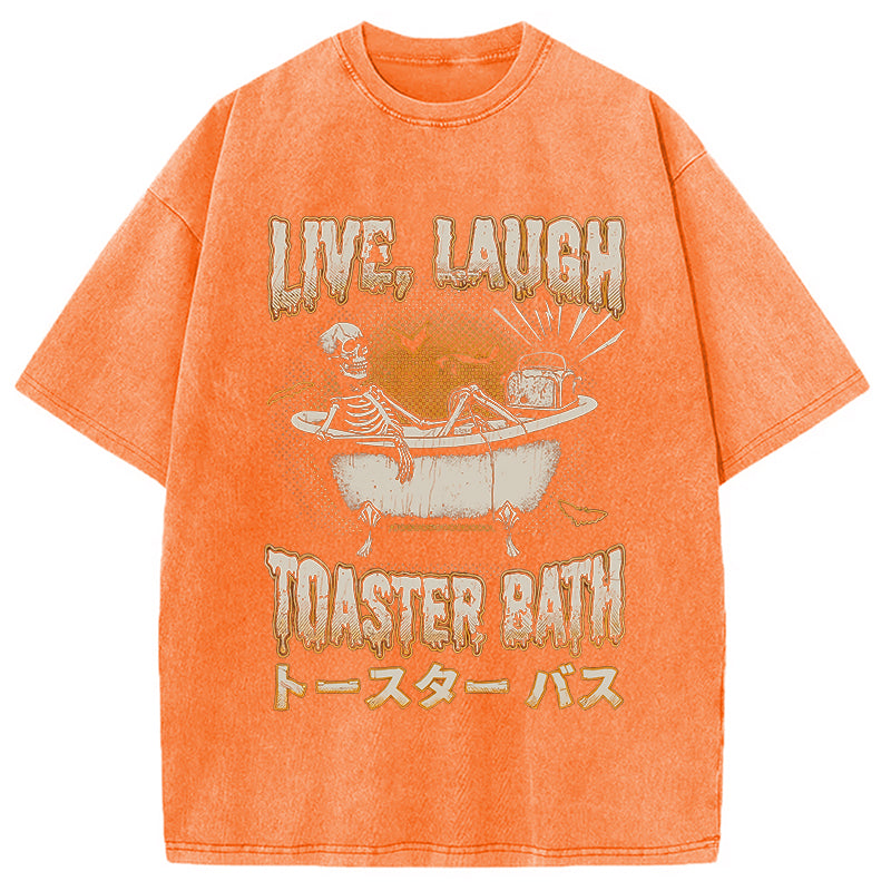 Skeleton Taking A Bath Washed T-Shirt