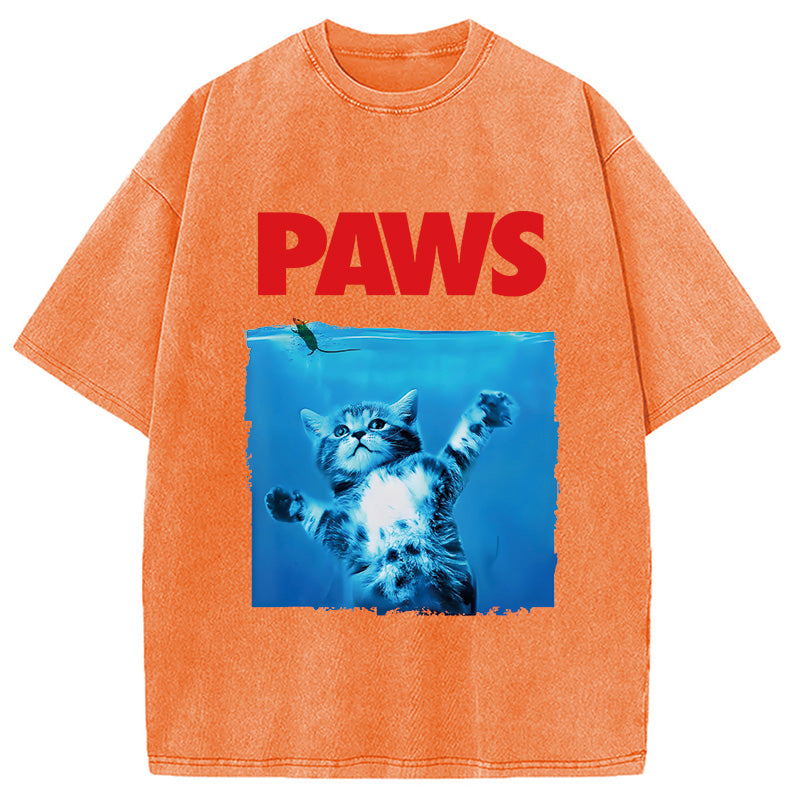 Paws Cat Meme Washed T-Shirt