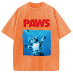 Paws Cat Meme Washed T-Shirt