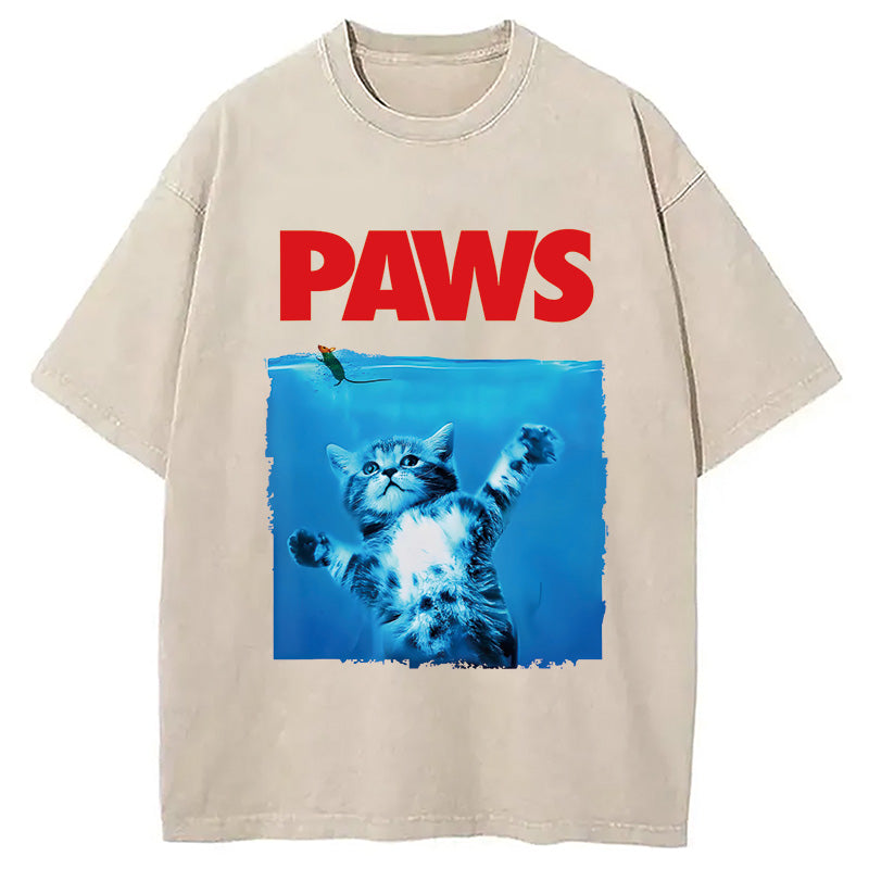 Paws Cat Meme Washed T-Shirt