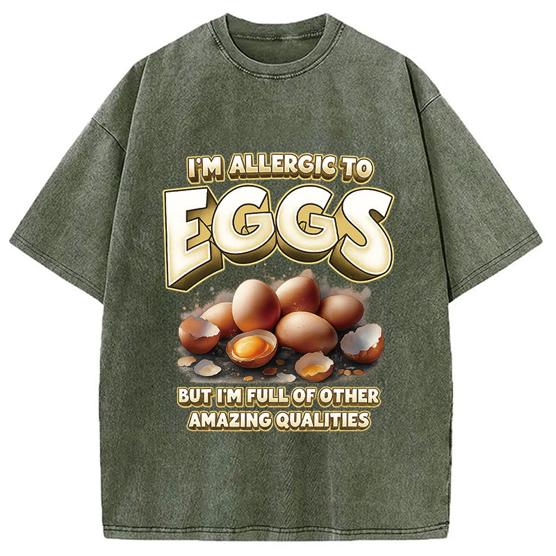 Egg Allergy Washed T-Shirt