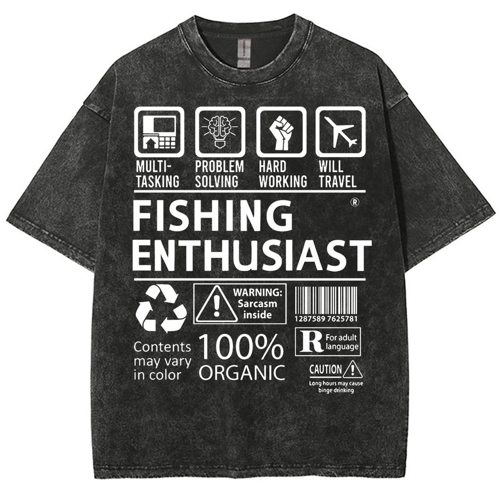 Unisex Fishing Enthusiast Printed Washed Tee