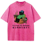 Cat That Goes To Bed Early Washed T-Shirt