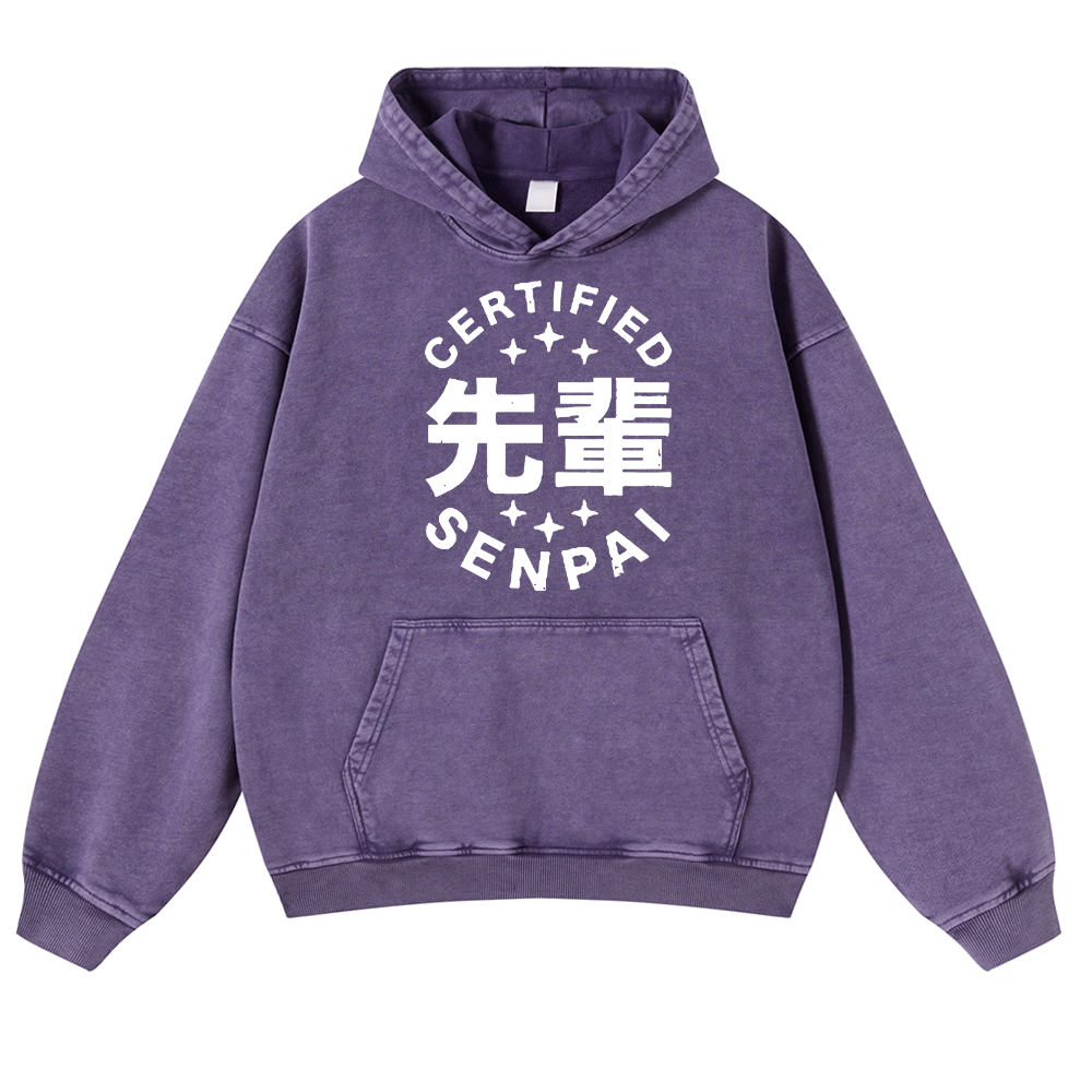 Senpai Vintage Washed Thick Cotton Hoodie