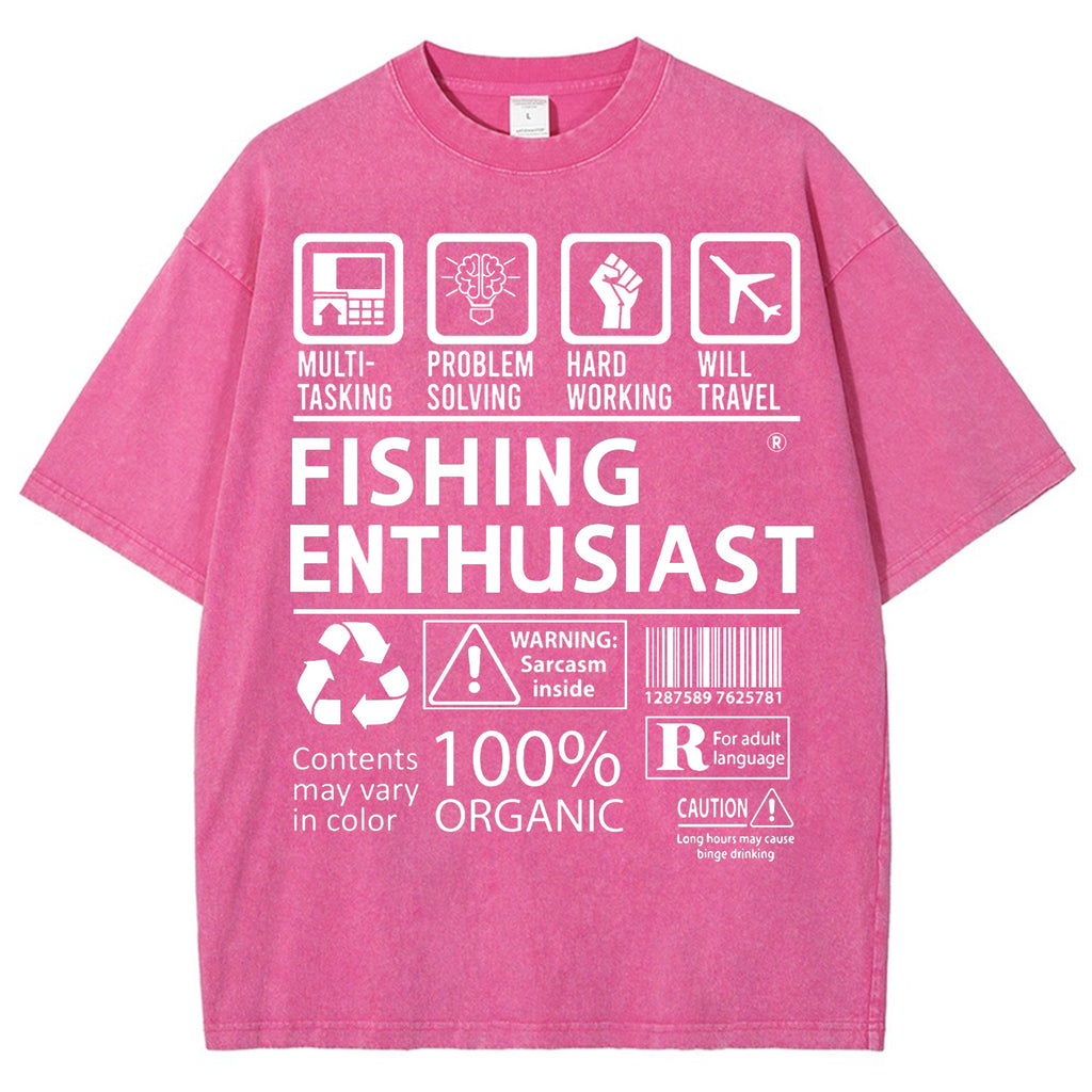 Unisex Fishing Enthusiast Printed Washed Tee