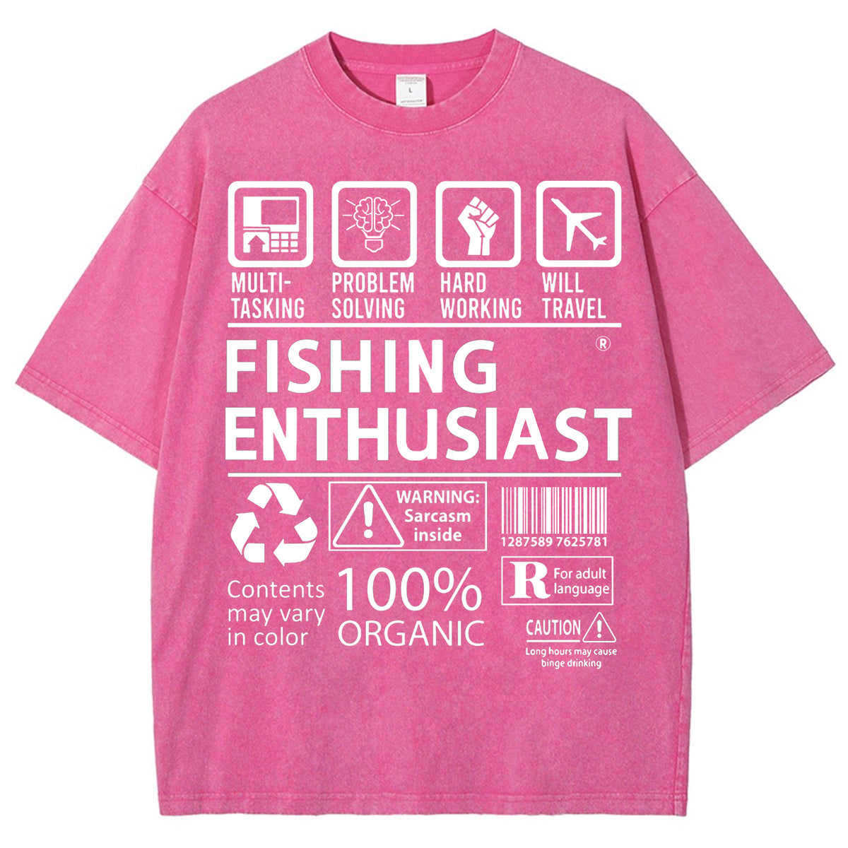 Unisex Fishing Enthusiast Printed Washed Tee