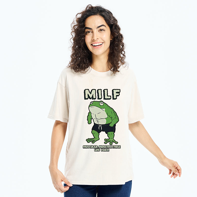 Unisex MILF Frog Washed T-Shirt