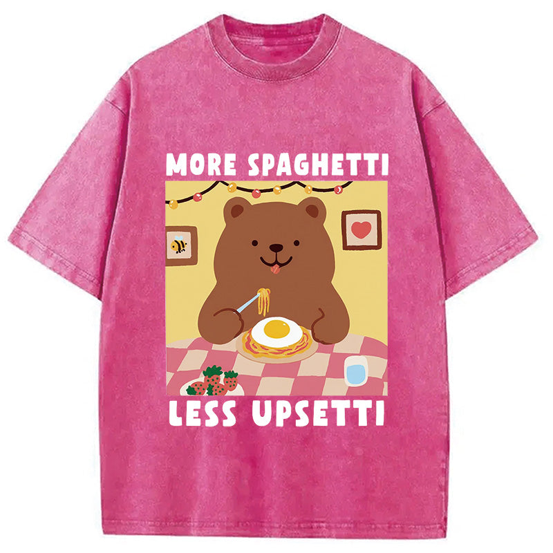 Bear Eating Spaghetti Washed T-Shirt