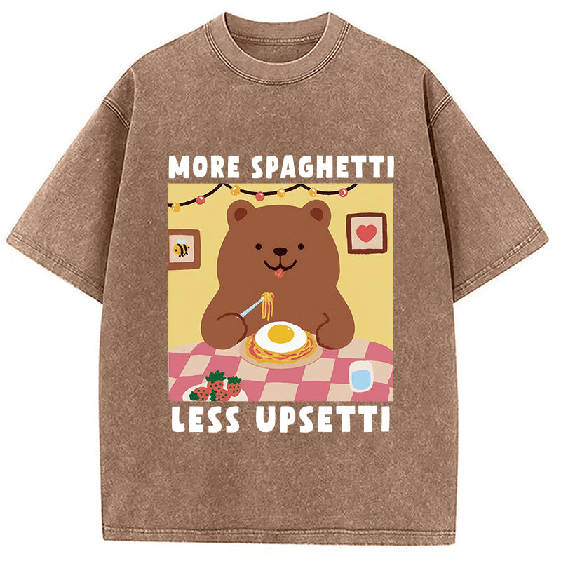 Bear Eating Spaghetti Washed T-Shirt