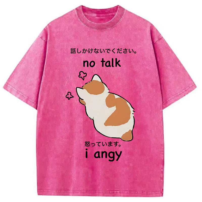 No Talk Me I'm Angy Cat Washed T-Shirt