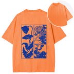 Woodcut Flowers Back Washed T-Shirt