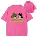 Capybara And Cat Talk Back Washed T-Shirt