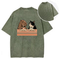 Capybara And Cat Talk Back Washed T-Shirt