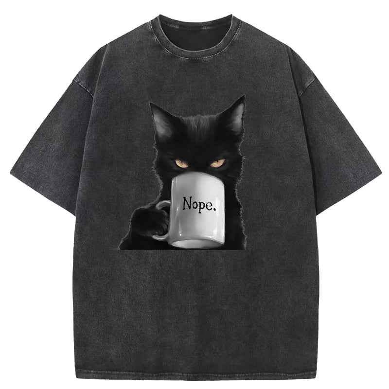 Funny Cat Art Print Washed T-Shirt