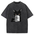 Funny Cat Art Print Washed T-Shirt