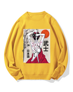 Japanese Samurai Girl Scenery Vintage Sakura Cotton Sweatshirt