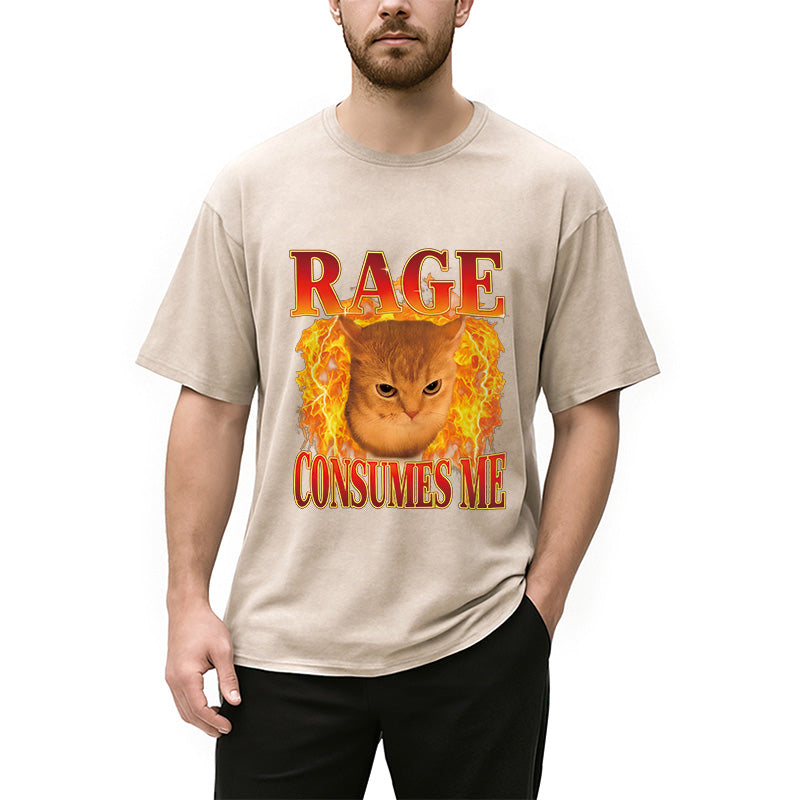 Rage Consumes Me Edgy Funny Cat Meme Washed T-Shirt